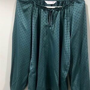 LC Lauren Conrad Teal Blouse with Dots